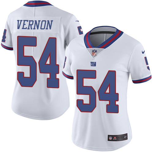 Women's Limited Olivier Vernon Nike Jersey White - #54 Rush NFL New York Giants